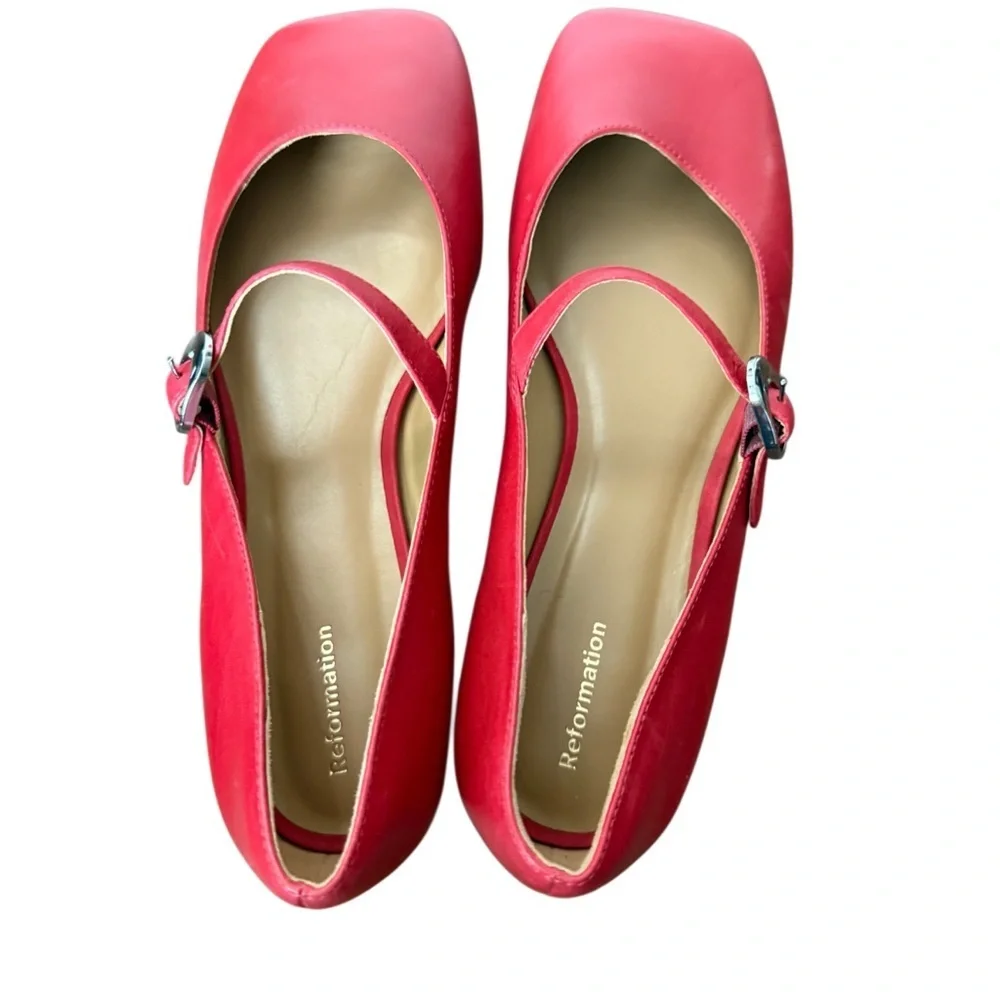 Reformation Red Mary Jane Flats-NWOT Size 8.5